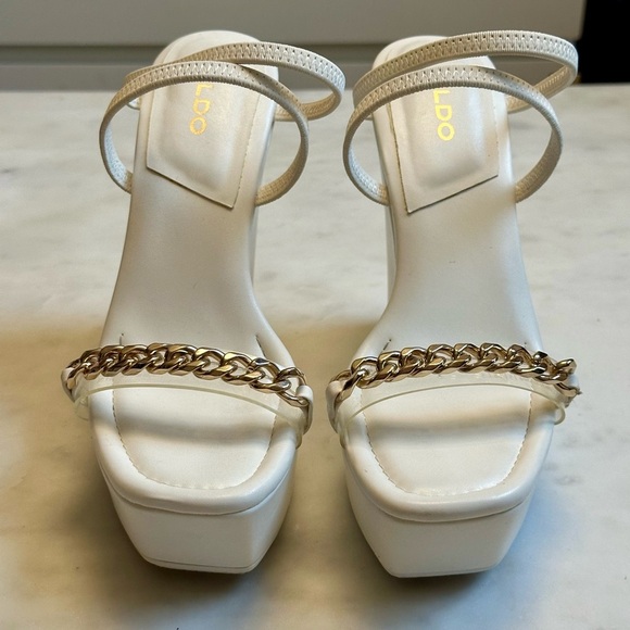 Aldo White Platform Shoes with Gold Accents - Picture 2 of 6
